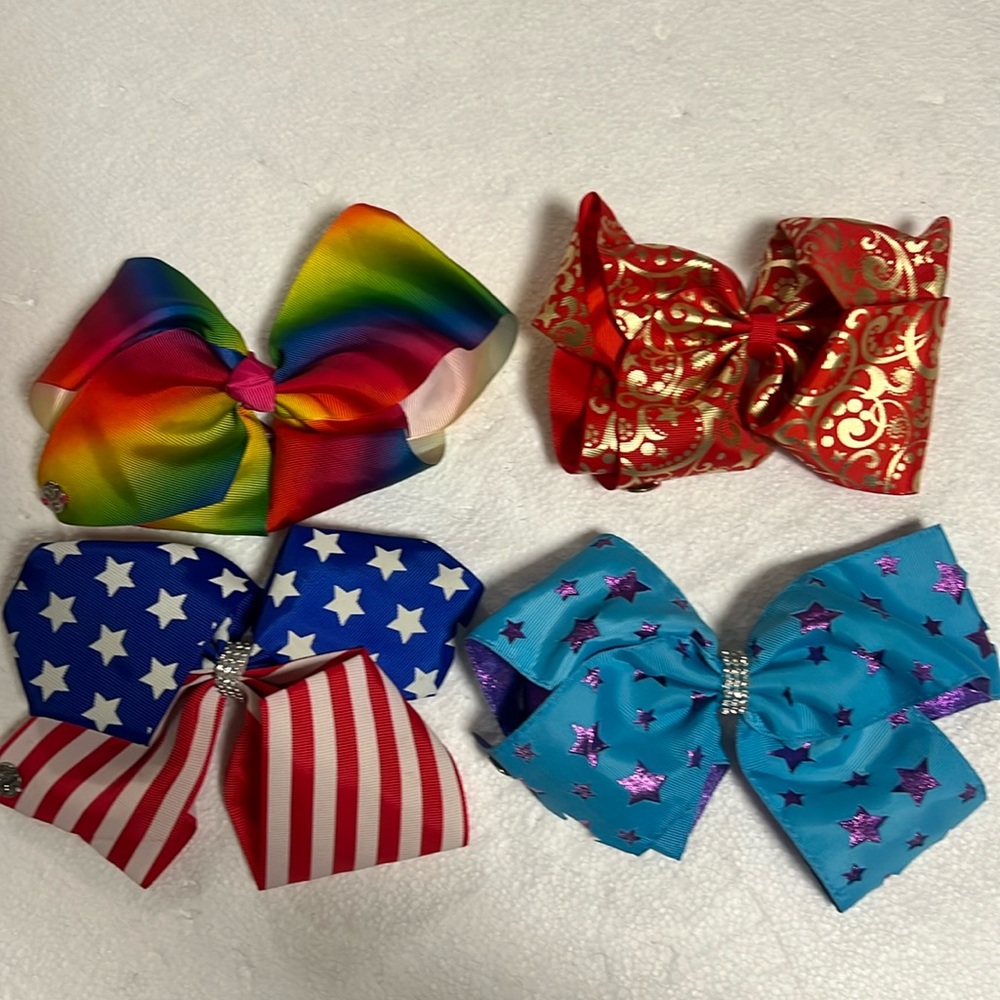 4 Large JoJo Siwa rainbow, paisley, stars, patriotic bows
